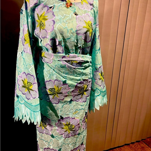 VTG African Nigeria Iro and Buba Womens Lace Set And Headtie - Picture 8 of 9